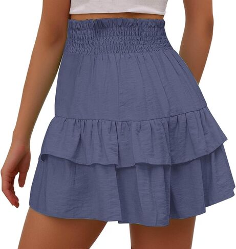 Ruffle Shorts Women Cute Summer Athletic Flowy Pleated Beach Shorts Lightweight High Elastic Waisted Mini Skirt in Kuwait