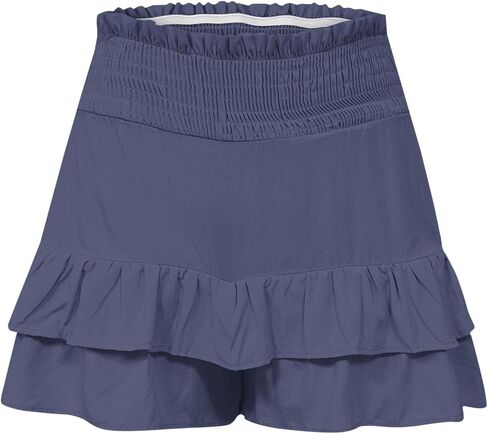 Ruffle Shorts Women Cute Summer Athletic Flowy Pleated Beach Shorts Lightweight High Elastic Waisted Mini Skirt in Kuwait