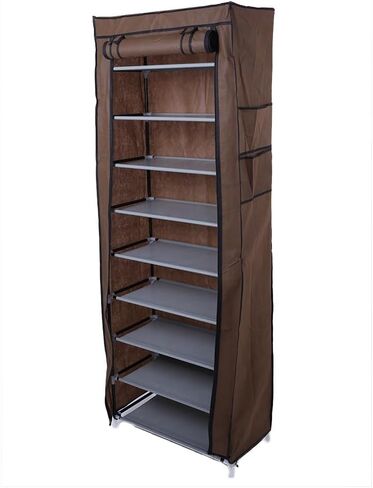 pinion hardware for mechanical rotation 10 Layers Home 9 Grids Simple Dusproof Shoe Cabinet Nonwoven Dorm Assembled Shoe Storage Organizer Shoe Rack Shelf(Dark Khaki) in Saudi Arabia