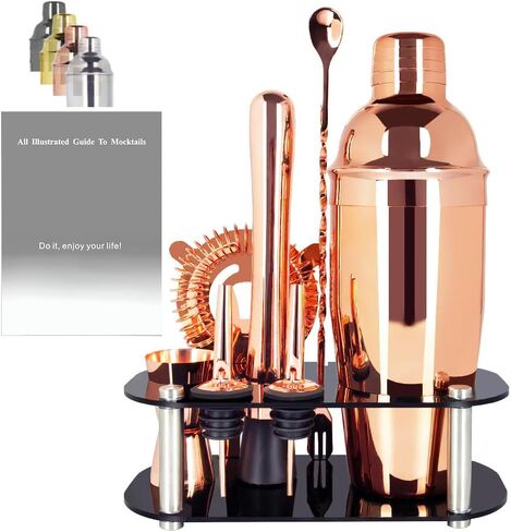 مجموعة شاكر كوكتيل 9pcs ، مجموعة نادل ، شاكر الكوكتيل مع حامل ، خلط الشراب يشمل الهزازات ، مصفاة ، jigger ، ملعقة خلاط البار ، muddler ، صب الأدوات ، البار (الفضة) in Kuwait
