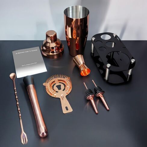 مجموعة شاكر كوكتيل 9pcs ، مجموعة نادل ، شاكر الكوكتيل مع حامل ، خلط الشراب يشمل الهزازات ، مصفاة ، jigger ، ملعقة خلاط البار ، muddler ، صب الأدوات ، البار (الفضة) in Kuwait