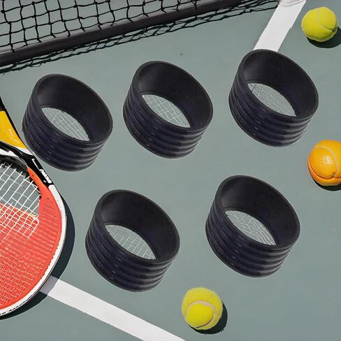 5Pcs Black Tennis Racket Handle Rubber Ring Stretchy Tennis Racquet Band Overgrips, Racket Grips, Racquet Accessories in Saudi Arabia