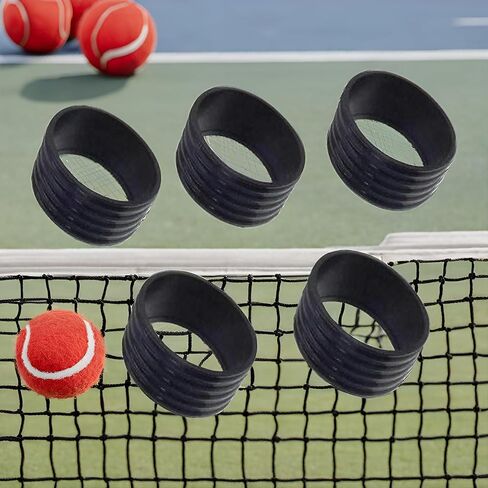 5Pcs Black Tennis Racket Handle Rubber Ring Stretchy Tennis Racquet Band Overgrips, Racket Grips, Racquet Accessories in Saudi Arabia