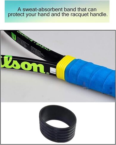 5Pcs Black Tennis Racket Handle Rubber Ring Stretchy Tennis Racquet Band Overgrips, Racket Grips, Racquet Accessories in Saudi Arabia