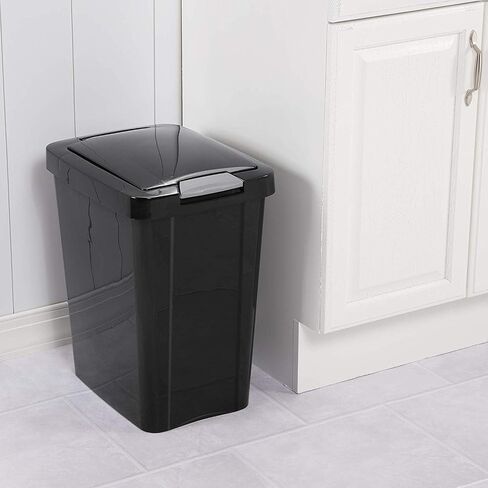 7.5 Gallon TouchTop Wastebasket with Lid That Opens with Touch, Conceals Trash in The Kitchen, Bathroom, Mudroom or Office, Black, 1-Pack 10439004 in Saudi Arabia