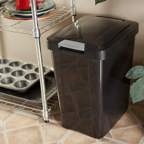 7.5 Gallon TouchTop Wastebasket with Lid That Opens with Touch, Conceals Trash in The Kitchen, Bathroom, Mudroom or Office, Black, 1-Pack 10439004 in Saudi Arabia