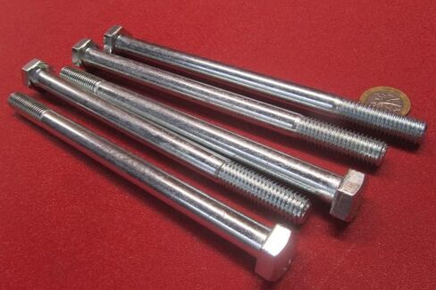 Class 8.8 Zinc Plated Steel Hex Head Bolt PT M12 x 1.75 mm x 180 mm Long 5 pcs. Silver Bolt-2628-21-12 0 in Saudi Arabia