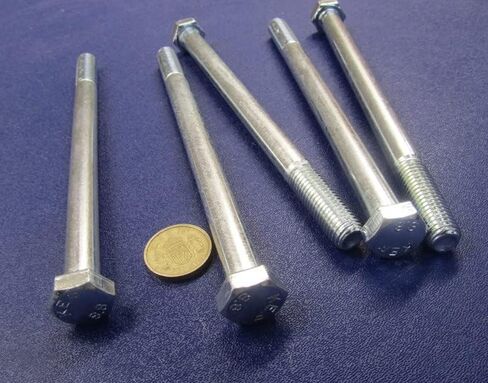 Class 8.8 Zinc Plated Steel Hex Head Bolt PT M12 x 1.75 mm x 180 mm Long 5 pcs. Silver Bolt-2628-21-12 0 in Saudi Arabia