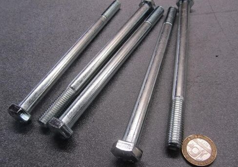 Class 8.8 Zinc Plated Steel Hex Head Bolt PT M12 x 1.75 mm x 180 mm Long 5 pcs. Silver Bolt-2628-21-12 0 in Saudi Arabia
