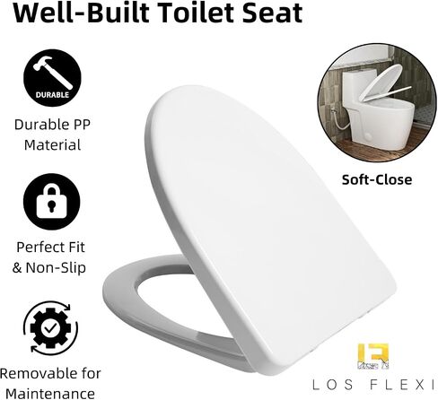 17.3" Elongated One Piece Toilet with Rimless Swirl Flush, Los Flexi Modern Toilets For Bathrooms, ADA Chair Height, Dual Flush 1.0/1.28 GPF, White 17 Inch Toilet Bowl, Soft-Close Seat & 12" Rough-In in Kuwait