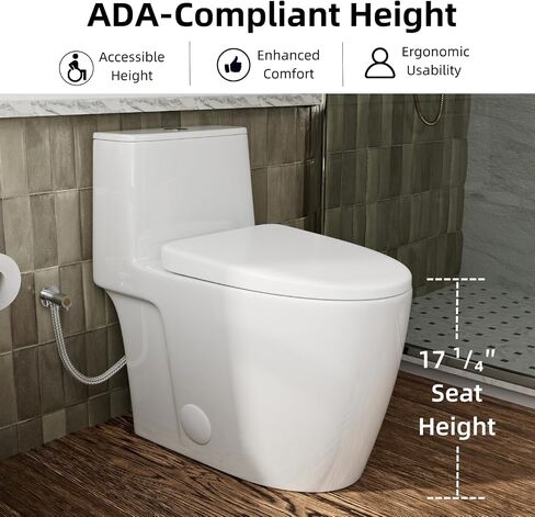 17.3" Elongated One Piece Toilet with Rimless Swirl Flush, Los Flexi Modern Toilets For Bathrooms, ADA Chair Height, Dual Flush 1.0/1.28 GPF, White 17 Inch Toilet Bowl, Soft-Close Seat & 12" Rough-In in Kuwait