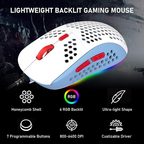 60% Mechanical Gaming Keyboard Mini 68 Keys Wired Type C 18 RGB Backlight Effects,Lightweight RGB 6400DPI Honeycomb Mouse,Large Mouse Pad Compatible With PS4,Xbox,PC,Laptop,MAC (black/blue switch) in Saudi Arabia