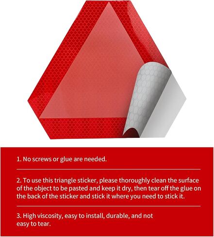 2pcs Slow Moving Vehicle Sign, 7" x 8" Diamond Grade Reflective SMV Triangle Sticker Decals, High Visibility Safety Caution Warning Vehicle Reflector Tape for Tractor UTV Golf Cart Accessories (Red) in Saudi Arabia