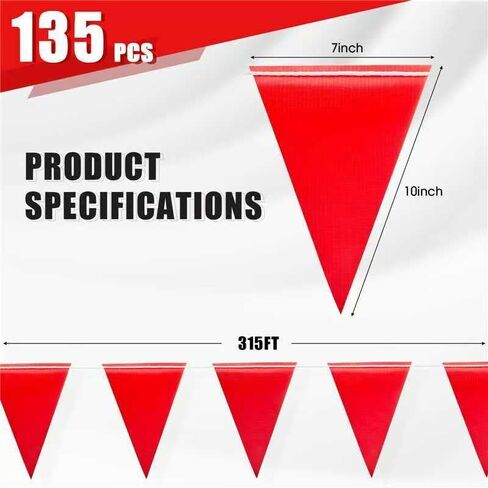 Safety Warning Pennant Banner Flags(Orange,45pcs,105ft) in Saudi Arabia