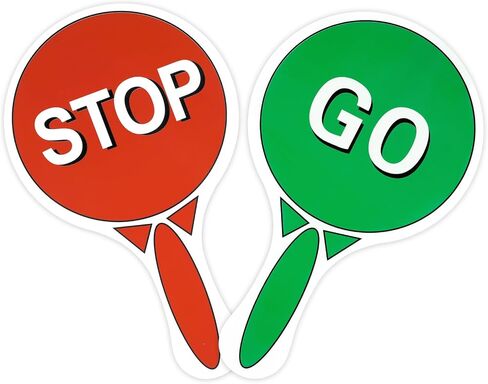 2 PCS Handheld Sign Lights Red & Green Stop Sign Stop and Go Sign Traffic with Handle Double Sided Waterproof Crossing Guard Stop Sign Party Decorations for Traffic Street Safet, 9.8 X 5.9" in Saudi Arabia
