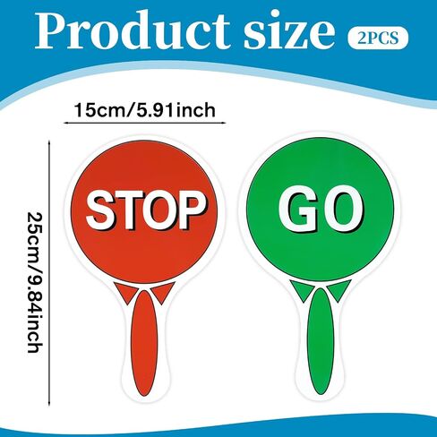 2 PCS Handheld Sign Lights Red & Green Stop Sign Stop and Go Sign Traffic with Handle Double Sided Waterproof Crossing Guard Stop Sign Party Decorations for Traffic Street Safet, 9.8 X 5.9" in Saudi Arabia
