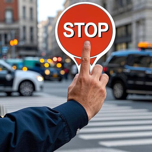 2 PCS Handheld Sign Lights Red & Green Stop Sign Stop and Go Sign Traffic with Handle Double Sided Waterproof Crossing Guard Stop Sign Party Decorations for Traffic Street Safet, 9.8 X 5.9" in Saudi Arabia