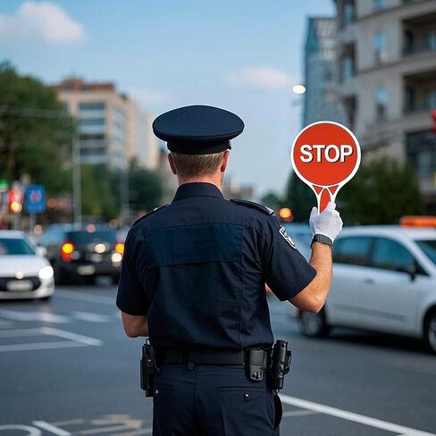 2 PCS Handheld Sign Lights Red & Green Stop Sign Stop and Go Sign Traffic with Handle Double Sided Waterproof Crossing Guard Stop Sign Party Decorations for Traffic Street Safet, 9.8 X 5.9" in Saudi Arabia