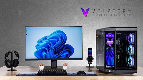 Velztorm LCD Black Praetix Custom Gaming Gaming Desktop PC (Intel I9-14900K ، RTX 5080 ، 32GB DDR5 ، 2TB PCIE SSD ، Y70 Touch Infinite Case RGB ، 360 مم AIO ، 1000W PSU ، WIFI 6E 5.2 ، RJ-45 ، WIN 11 Pro) in Kuwait