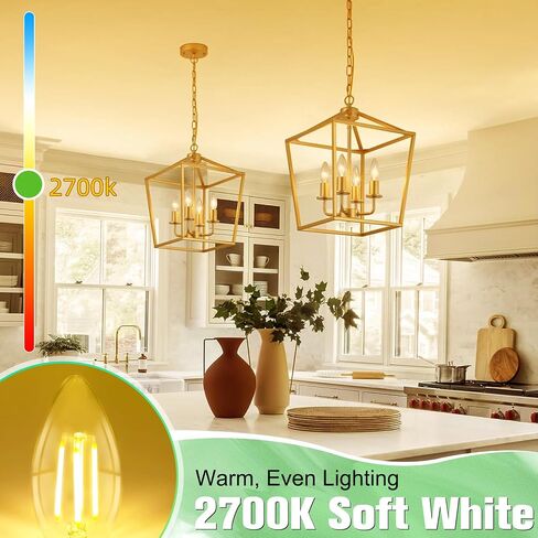 E26 Base LED Candelabra Light Bulbs 2700K Soft White, 6W, 60 watt Equivalent, E26 LED Bulb, B10 Chandelier Candle Light Bulbs, Non-Dimmable, 90+CRI, 600LM, Cear Glass, 12 Pack in Kuwait