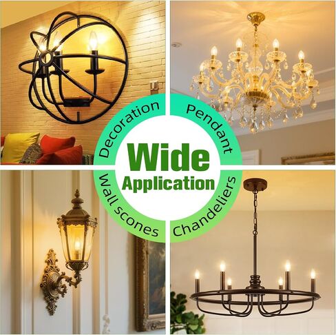 E26 Base LED Candelabra Light Bulbs 2700K Soft White, 6W, 60 watt Equivalent, E26 LED Bulb, B10 Chandelier Candle Light Bulbs, Non-Dimmable, 90+CRI, 600LM, Cear Glass, 12 Pack in Kuwait
