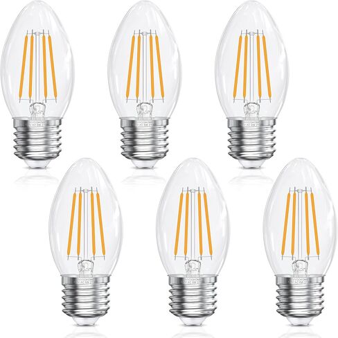 E26 Base LED LED المصابيح الإضاءة Candelabra 2700K أبيض ناعم ، 6W ، 60 واط مكافئ ، E26 LED لمبات ضوء شمعة الثريا ، غير قابلة للشفاء ، 90+CRI ، 600lm ، Cear Glass ، 12 حزمة in Kuwait