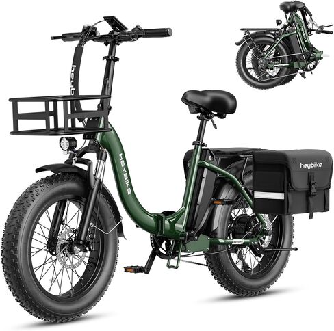 Heybike Ranger 2.0 Electric Bike for Adults, Peak 1400W Upgraded Motor Ebike, 28MPH [20" Fat Tire All-Terrain] 600Wh Removable Battery Folding Step-Thru Moped E Bike with Front Suspension in Kuwait