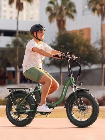 Heybike Ranger 2.0 Electric Bike for Adults, Peak 1400W Upgraded Motor Ebike, 28MPH [20" Fat Tire All-Terrain] 600Wh Removable Battery Folding Step-Thru Moped E Bike with Front Suspension in Kuwait