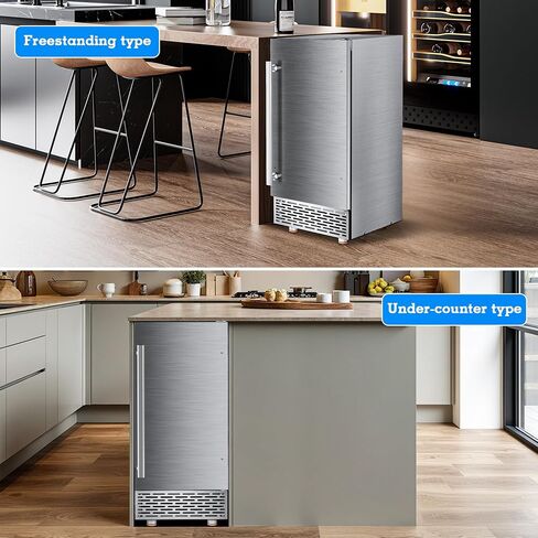 Commercial Under Counter Ice Maker Machine 88Lbs/Day with 55Lbs Storage,15" W Stainless Steel Built-in Freestanding Ice Maker 40Ice/Cycle, Self-Cleaning for Commercial & Home Restaurants Bars in Saudi Arabia