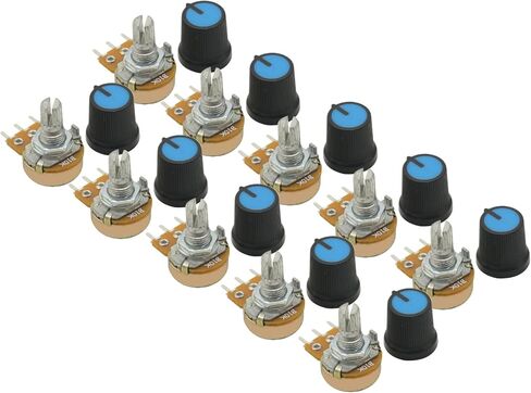 10pcs 10k potentiometer خطي potentiometers wh148 b10k 15mm عمود 3pin مع المكسرات وغسالات المقبض ، الجهد 10k ، 10k أوم مقياس الجهد in Saudi Arabia
