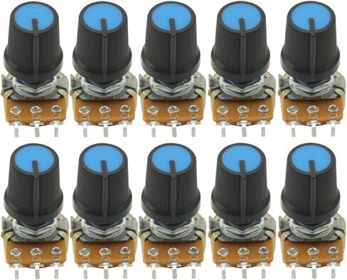 10pcs 10k potentiometer خطي potentiometers wh148 b10k 15mm عمود 3pin مع المكسرات وغسالات المقبض ، الجهد 10k ، 10k أوم مقياس الجهد in Saudi Arabia