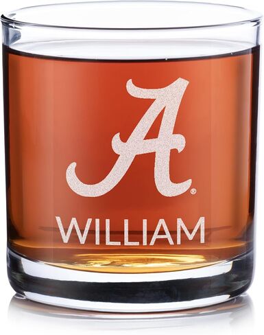Lifetime Creations Personalized Alabama Crimson Tide Whiskey Glass - Officially Licensed, Alabama Crimson Tide Gifts, Alabama Glasses, Gifts for Men, Alabama Football Fan Graduation Gift, Made in USA in Kuwait