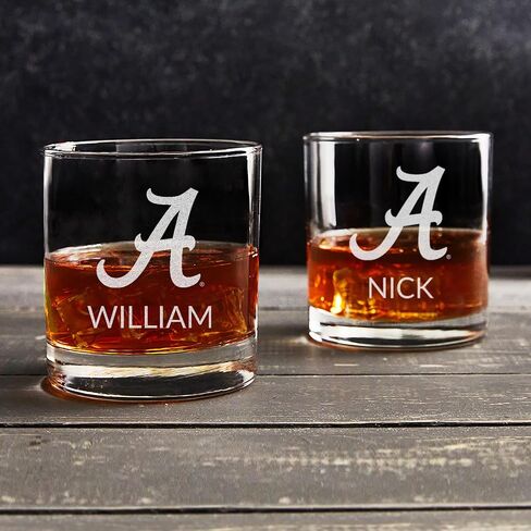 Lifetime Creations Personalized Alabama Crimson Tide Whiskey Glass - Officially Licensed, Alabama Crimson Tide Gifts, Alabama Glasses, Gifts for Men, Alabama Football Fan Graduation Gift, Made in USA in Kuwait