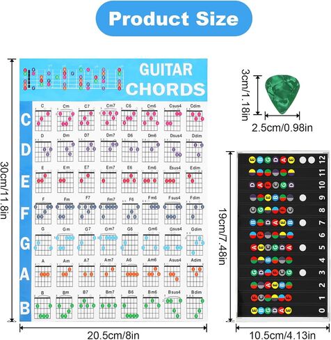 Guitar Fretboard Stickers, Color Coded Note Decals Fret Stickers Chord Chart Color Coded Learning Kit Self Adhesive Guitar Tools for Learner Practice 6 String Acoustic Electric Guitars in Saudi Arabia
