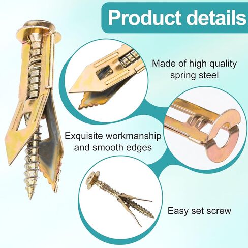 80 Pcs Self-Drilling Anchors with Screws Kit, Upgraded Drywall Anchors for Heavy Duty, Metal Screw Anchors Set, Easy to Install Without Drilling or Punching Holes in Wall (0.47"x1.76") in Saudi Arabia