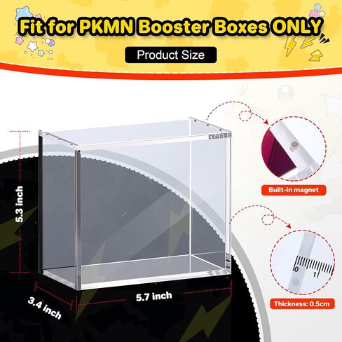 PKMN Booster Box Acrylic Case, Clear Ultra 5MM Acrylic Compatible with PKMN Booster Boxes, Dustproof Display Box in Saudi Arabia