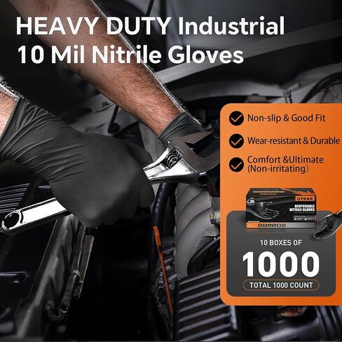 10mil Nitrile Gloves Thick,Industrial Disposable Gloves with Diamond Textured,Heavy Duty Mechanic Glove,Latex Free in Saudi Arabia