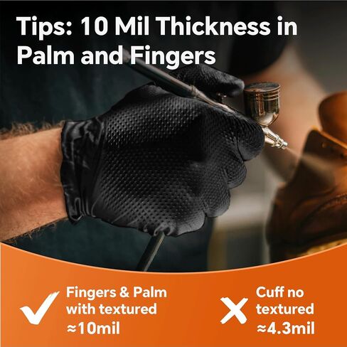10mil Nitrile Gloves Thick,Industrial Disposable Gloves with Diamond Textured,Heavy Duty Mechanic Glove,Latex Free in Saudi Arabia