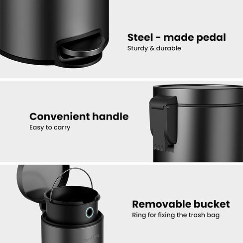 MVM Round Strep Trash with Lid ، 3 Gal/ 12L Bathroom Garbage Dancet مع PP Ducket for Bedroom Home Office (Silver) in Saudi Arabia