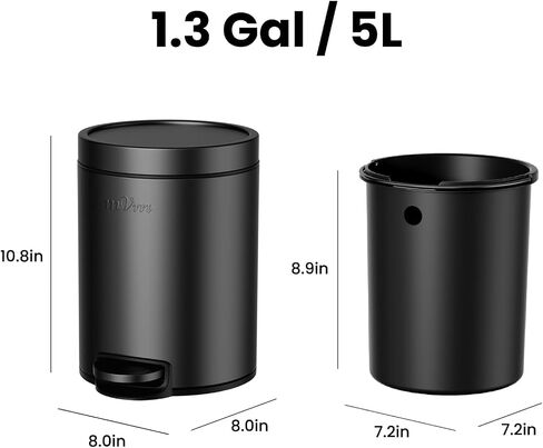 MVM Round Strep Trash with Lid ، 3 Gal/ 12L Bathroom Garbage Dancet مع PP Ducket for Bedroom Home Office (Silver) in Saudi Arabia
