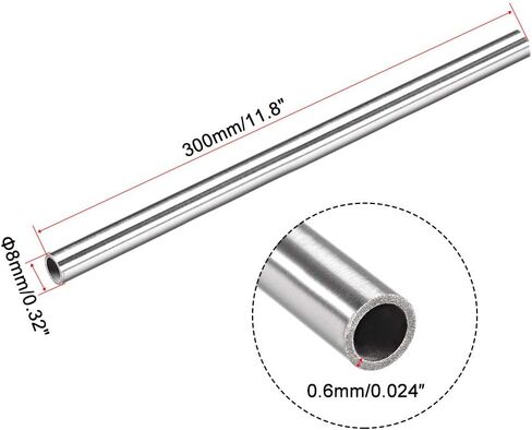 uxcell 304 Stainless Steel Capillary Tube Tubing 6.8mm ID 8mm OD 300mm Length 0.6mm Wall in Saudi Arabia