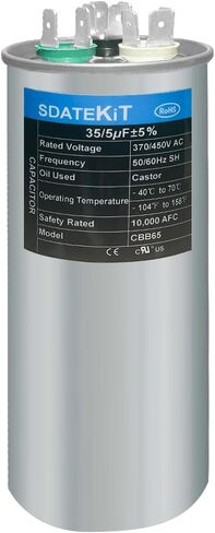 CBB65/CBB65B 50/5μF ± 5 ٪ 50+5 MFD 370/450V 440V AC Universal HVAC Run Dual Capacitor لمحرك AC/Heat Pump/Contenser (3.94 "x2.36") in Kuwait