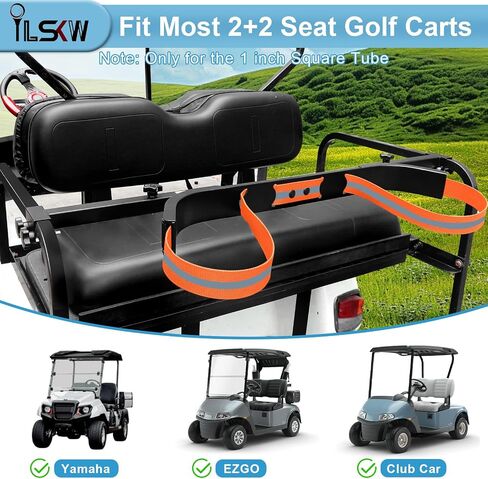 iLSKW Golf Cart Bag Holder Bracket for 2+2 Seater Golf Cart Rear Seat, Compatible with EZGO, Club Car, Yamaha Golf Carts, 1 inch Sqaure Strut, No Drilling Golf Cart Rear Bag Holder Adjustable in Saudi Arabia