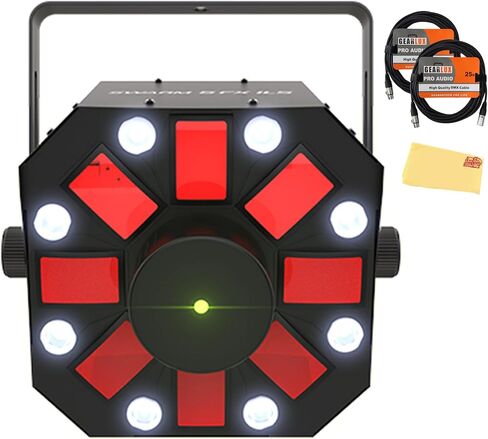 Chauvet DJ Swarm 5 FX ILS 3-in-1 Derby/Strobe Effect LED Light Bundle with 2 DMX Cables and Austin Bazaar Polishing Cloth in Saudi Arabia