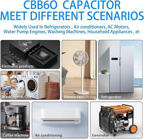 CBB60 60UF UF ± 5 ٪ بدء تشغيل المحرك مكثف MFD 450VAC 50/60Hz 40/70/21 PO أسطوانة - 1PCS in Kuwait