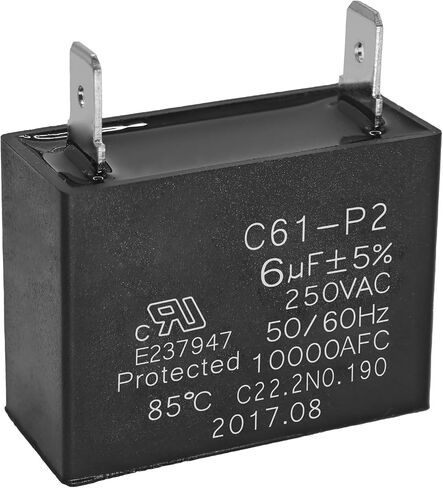 C61 -P2 6μF 250VAC مكثف - 50/60 هرتز 10،000 AFC مكثف تشغيل المحرك - C22.2 No.190 معتمد 85 درجة مئوية in Saudi Arabia