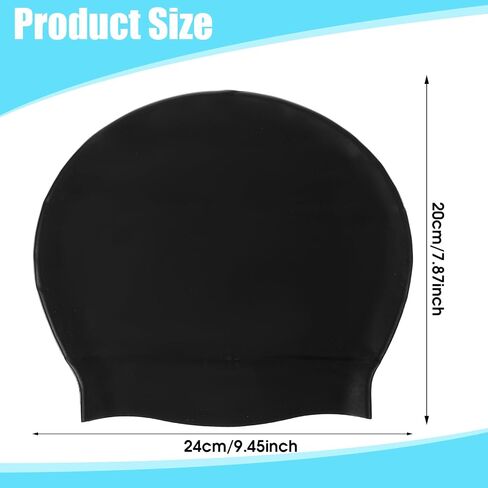 Waterproof Silicone Swimming Cap, Extra Large Swim Cap, Silicone Cover Ear Bath Pool Shower Swimming Hat for Women Men for Braids, Dreadlocks, Weaves, Hair Extensions, Curls Afros (Black) in Saudi Arabia