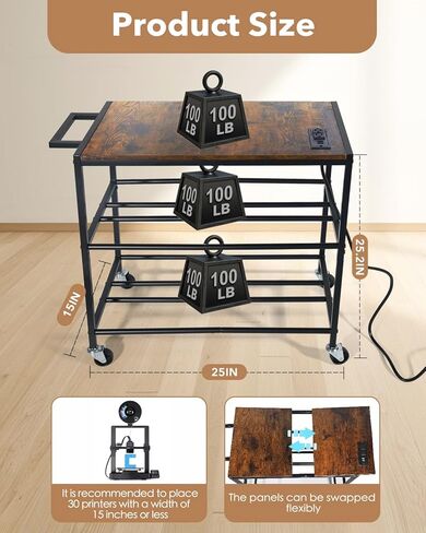 3D Printer Stand with Filaments Storage-3D Printer Table for consumables Storage,Heavy Duty 3D Printer cart Desk Suitable for workshops, Studios and Offices in Kuwait