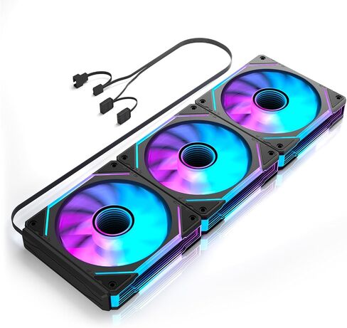 Daisy Chain ： مروحة حالة 120 ملم ، مروحة عكسية مع موصل 3 فولت من 3 أسنان ، مشجعي Daisy Chain PWM PC RGB للحالات المبردات السائلة CPU ، 3pack in Kuwait