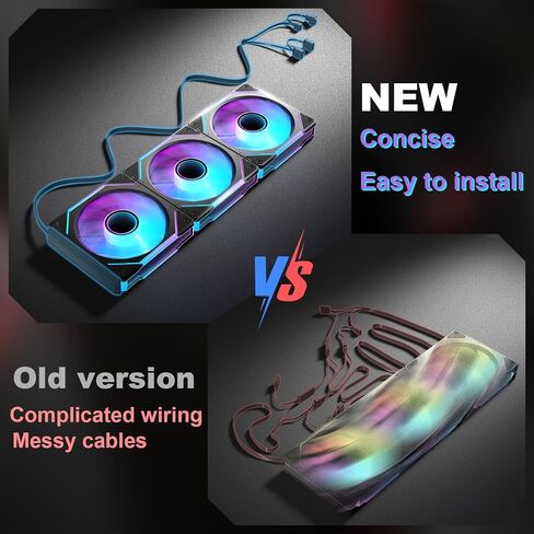 Daisy Chain ： مروحة حالة 120 ملم ، مروحة عكسية مع موصل 3 فولت من 3 أسنان ، مشجعي Daisy Chain PWM PC RGB للحالات المبردات السائلة CPU ، 3pack in Kuwait